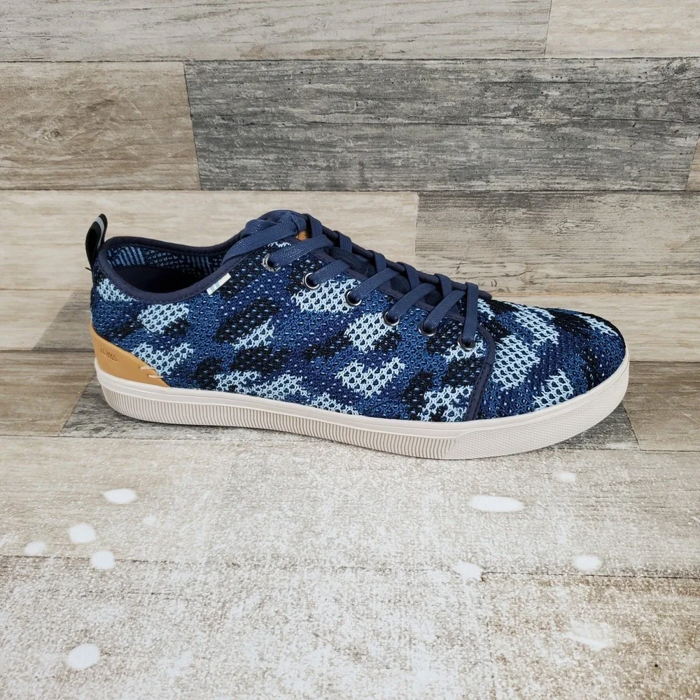 Toms Trvl Lite Low Mens Shoe Sz 12 Navy Flecktarn Camo Round Toe Casual Sneakers